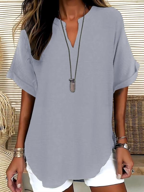 FIADH | SOFT-TOUCH NOTCHED-NECK BLOUSE