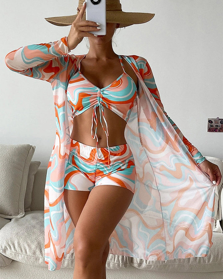 MUIRNE | PRINTED THREE-PIECE BIKINI SET
