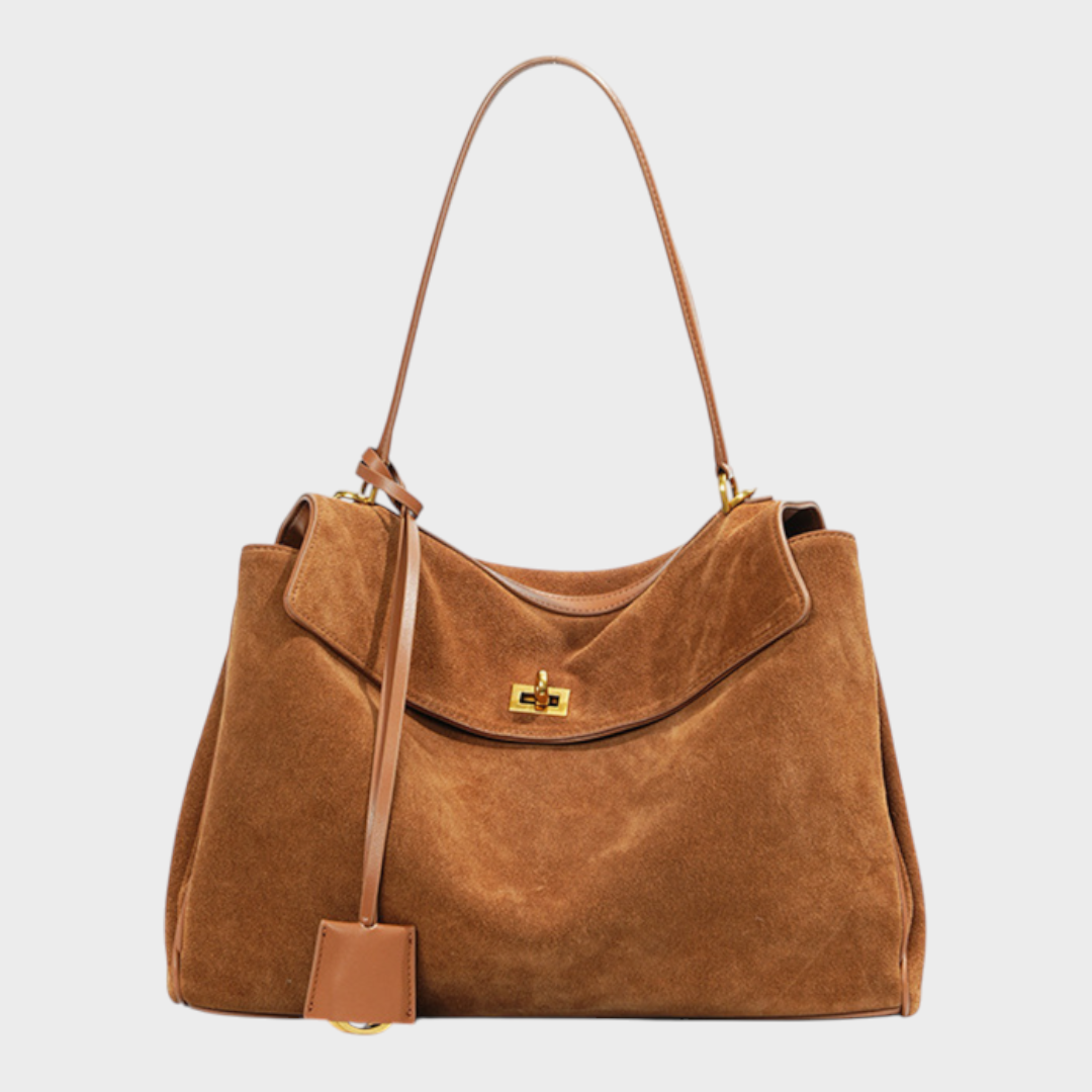 Structured Leather Handbag with Magnetic Flap