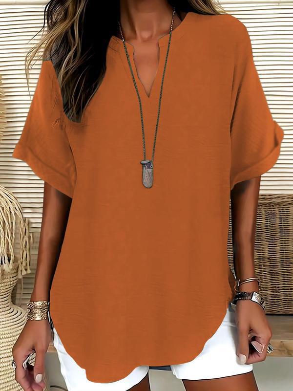 FIADH | SOFT-TOUCH NOTCHED-NECK BLOUSE