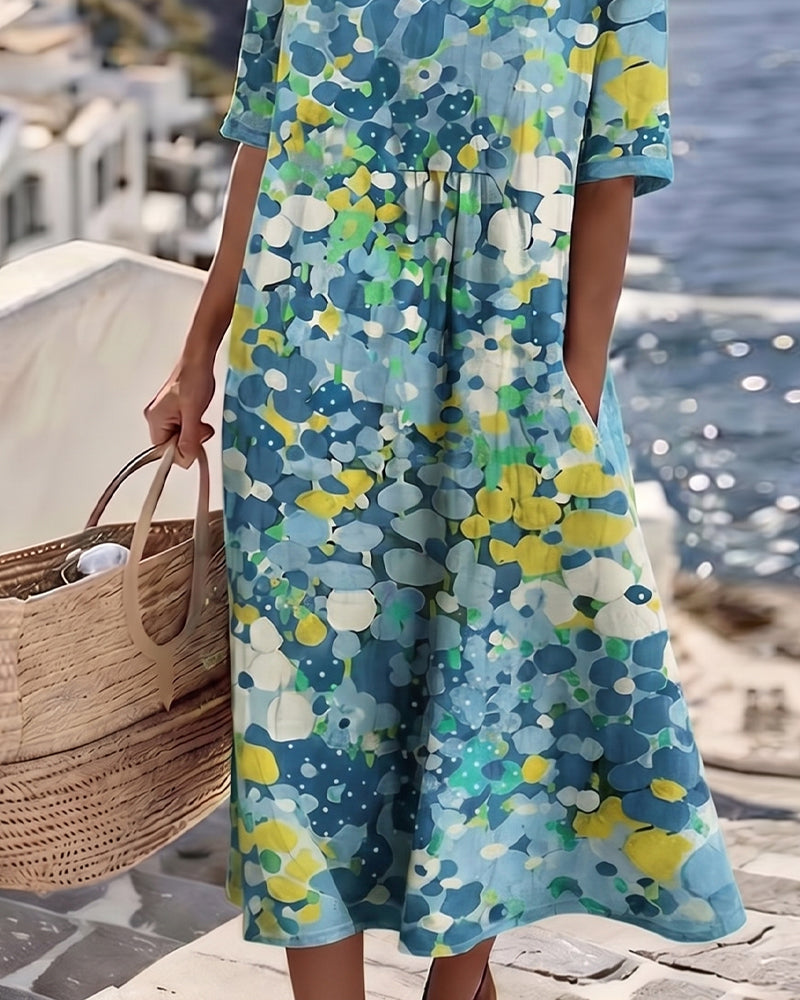 AELWYN | ELEGANT FLORAL MIDI DRESS