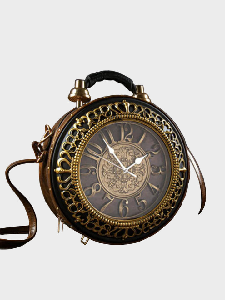 Vintage Clock-Detail Crossbody Bag