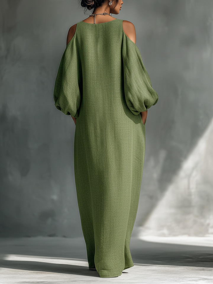 AOIBHFHÍN | ELEGANT COLD-SHOULDER FLOWING MAXI DRESS