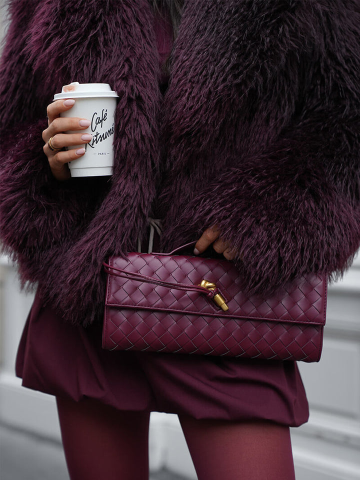 Chic Woven Vegan Leather Clutch Bag
