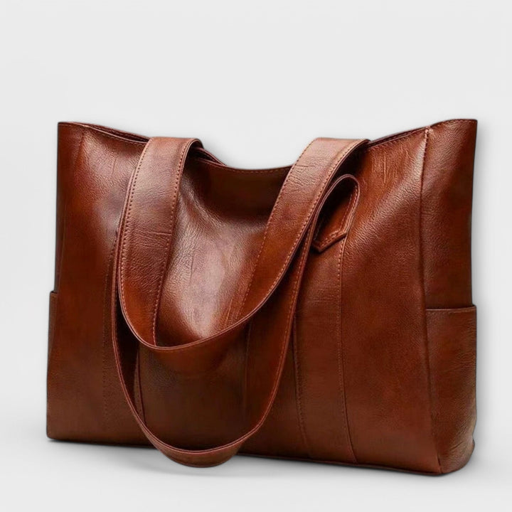 Vintage-Style Leather Bag with Pocket Organiser