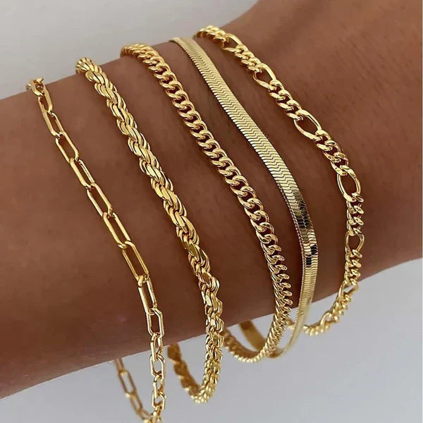 Cressida | Five-Piece Gold Bracelet Set
