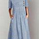 BRIDIE | STRIPED COTTON MIDI DRESS WITH RELAXED ELEGANCE