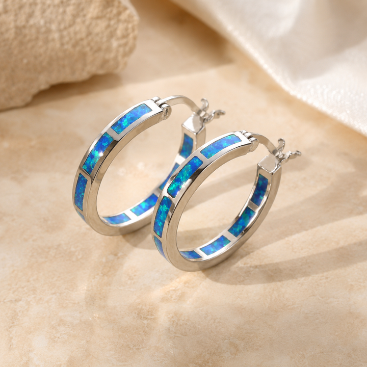 Blythe | Blue Fire Opal Circle Earrings