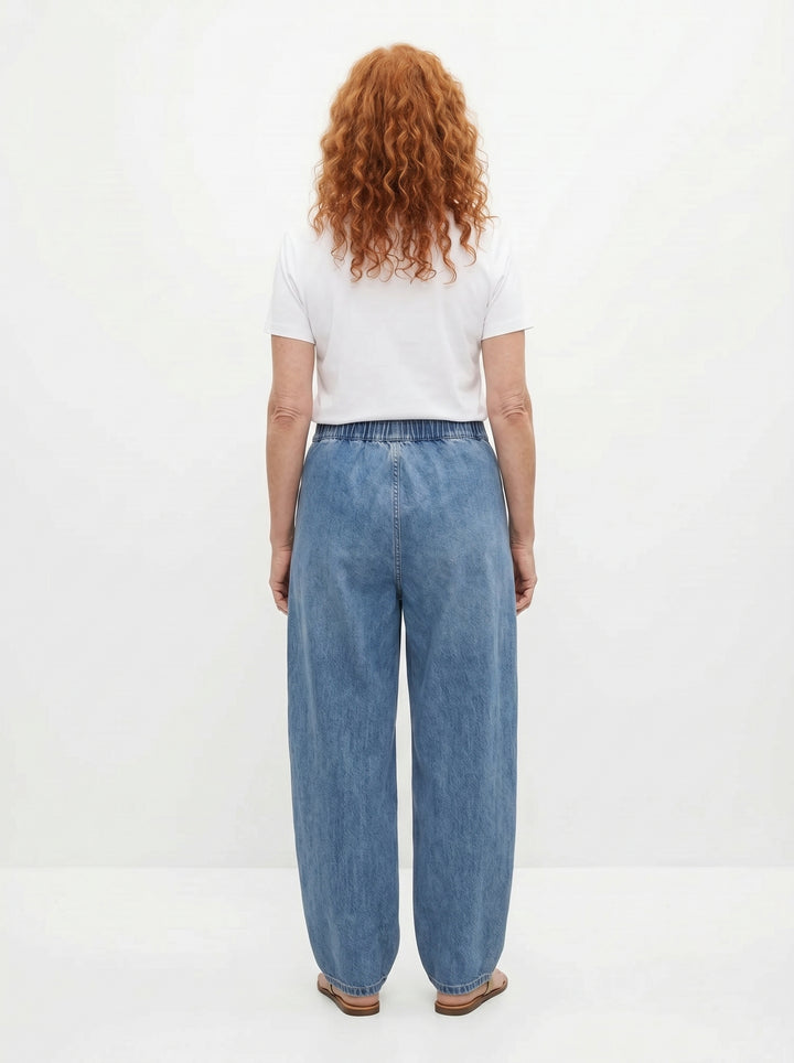 CLÍODHNA | RELAXED ELASTIC WAIST DENIM TROUSERS