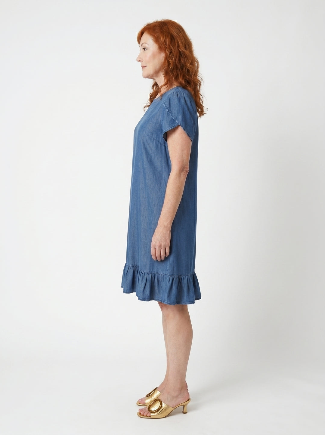 ÉILÍS | CASUAL DENIM-STYLE RUFFLE DRESS