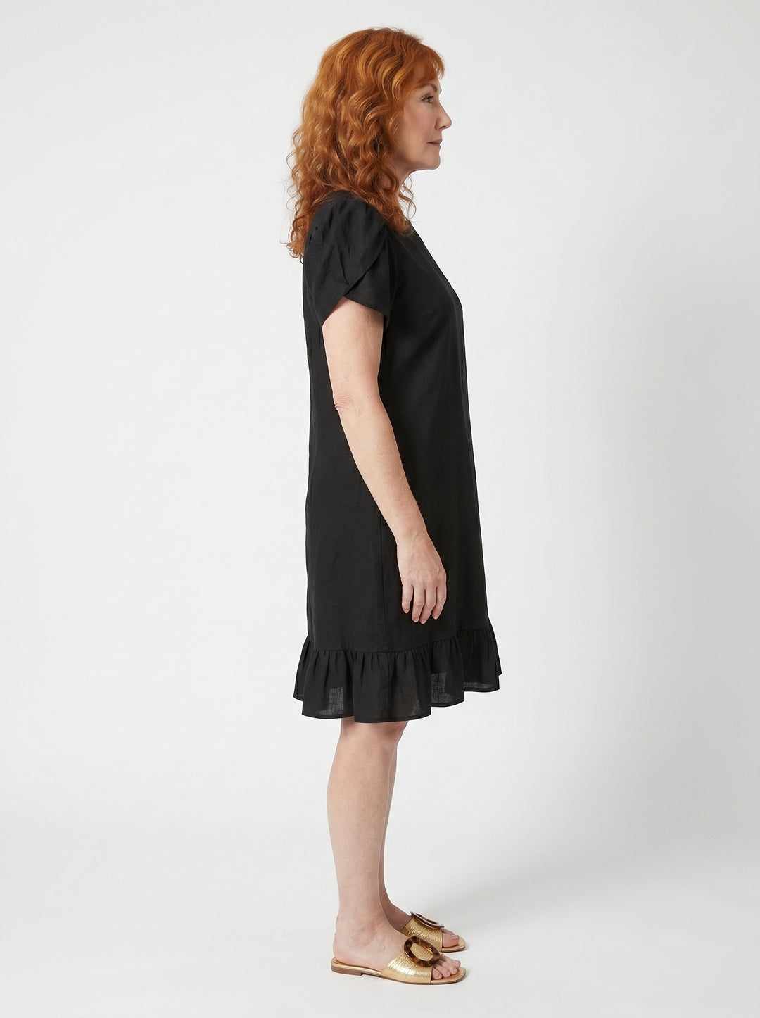 ÉILÍS | CASUAL DENIM-STYLE RUFFLE DRESS