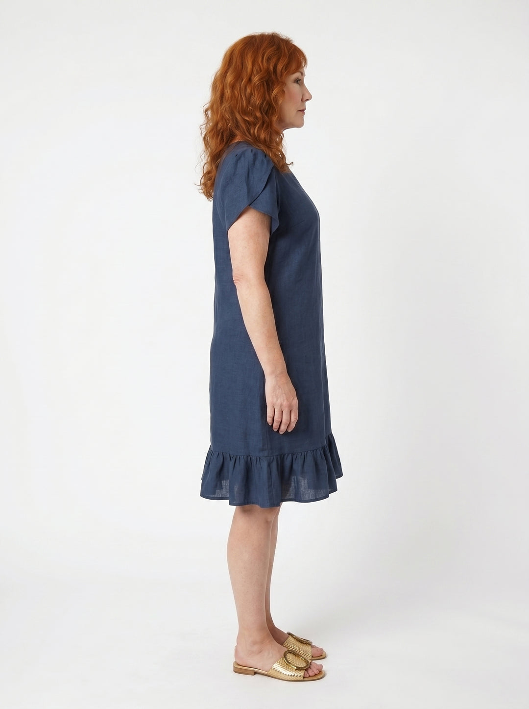 ÉILÍS | CASUAL DENIM-STYLE RUFFLE DRESS