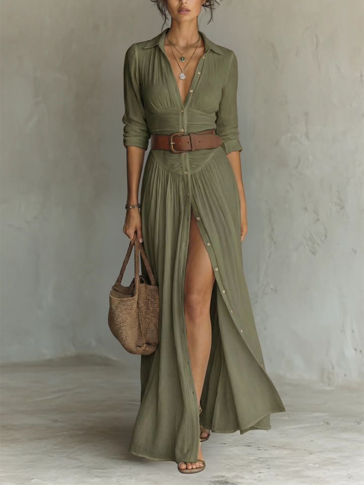 SEOIRSEAN | PLEATED LINEN BLEND MAXI DRESS
