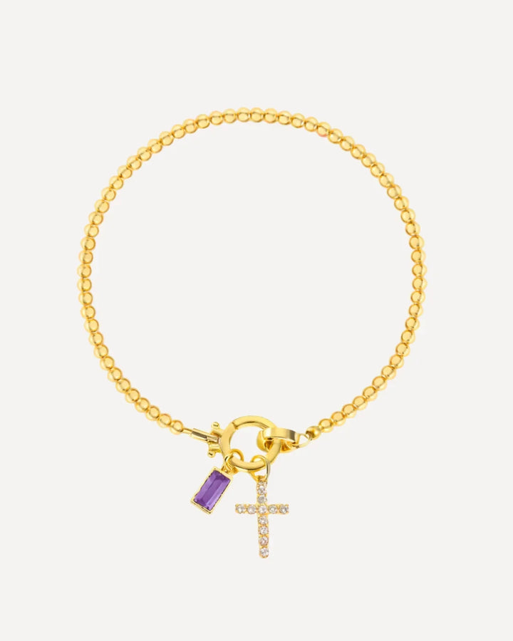 Icon Birthstone Cross Charm bracelet