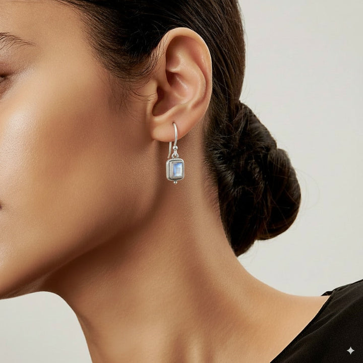 Beatrice | Vintage Square Moonstone Earrings