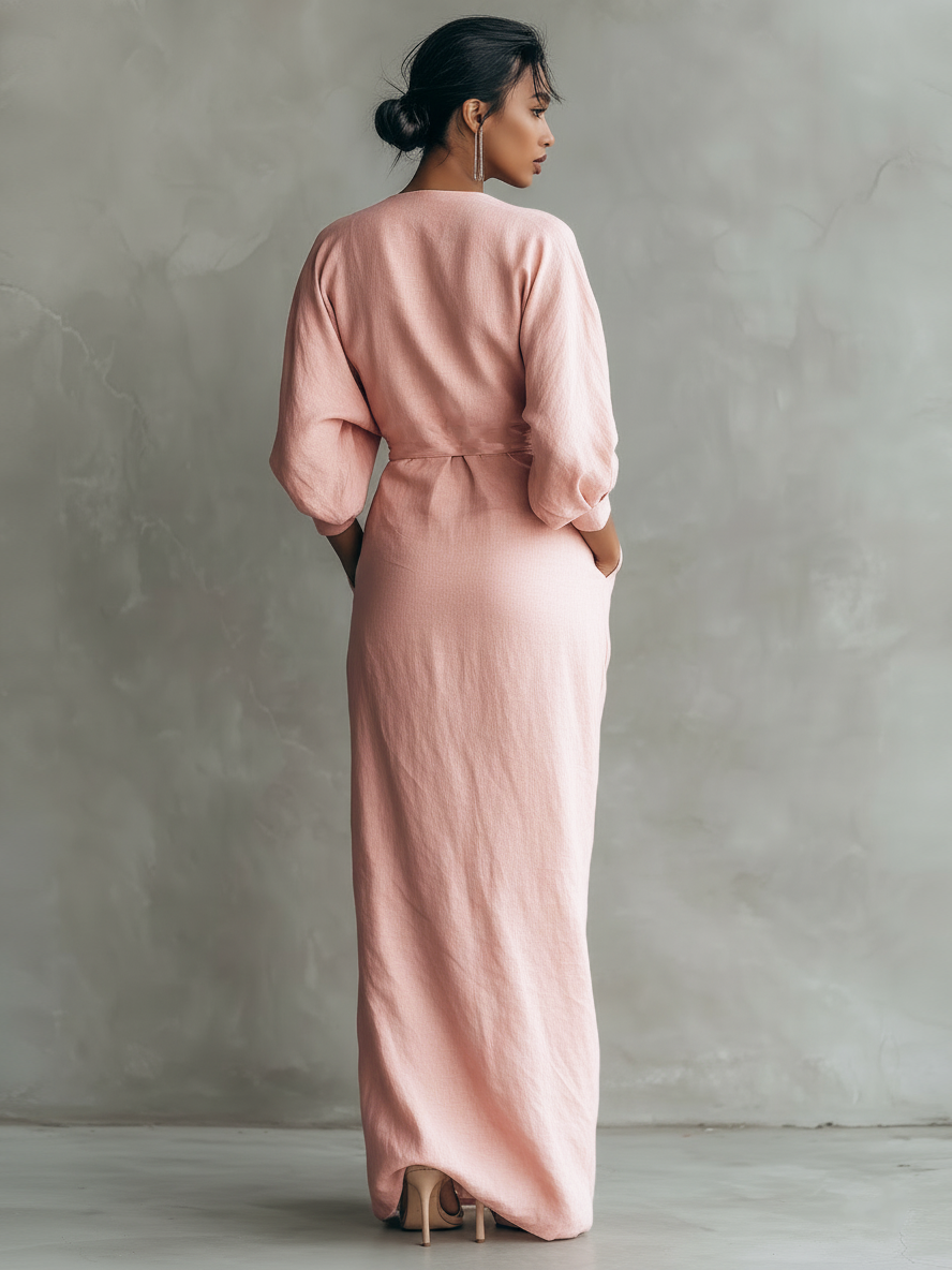 AILÍONN | MINIMALIST LINEN BLEND MAXI DRESS