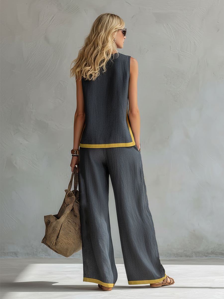 LAOISE | ELEGANT LINEN BLEND TROUSER SET