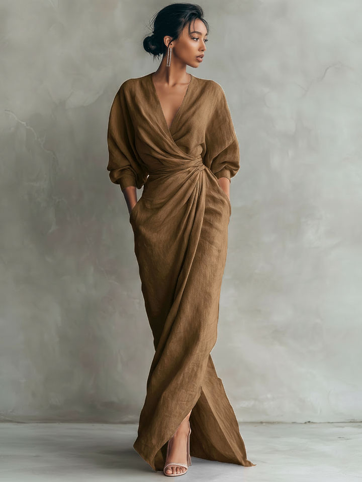 AILÍONN | MINIMALIST LINEN BLEND MAXI DRESS