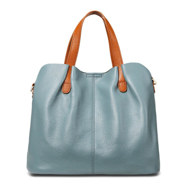 Litchi-Grain Leather Handbag with Adjustable Strap