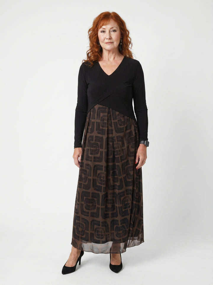 MAEVE | ELEGANT JERSEY & MESH MIDI DRESS