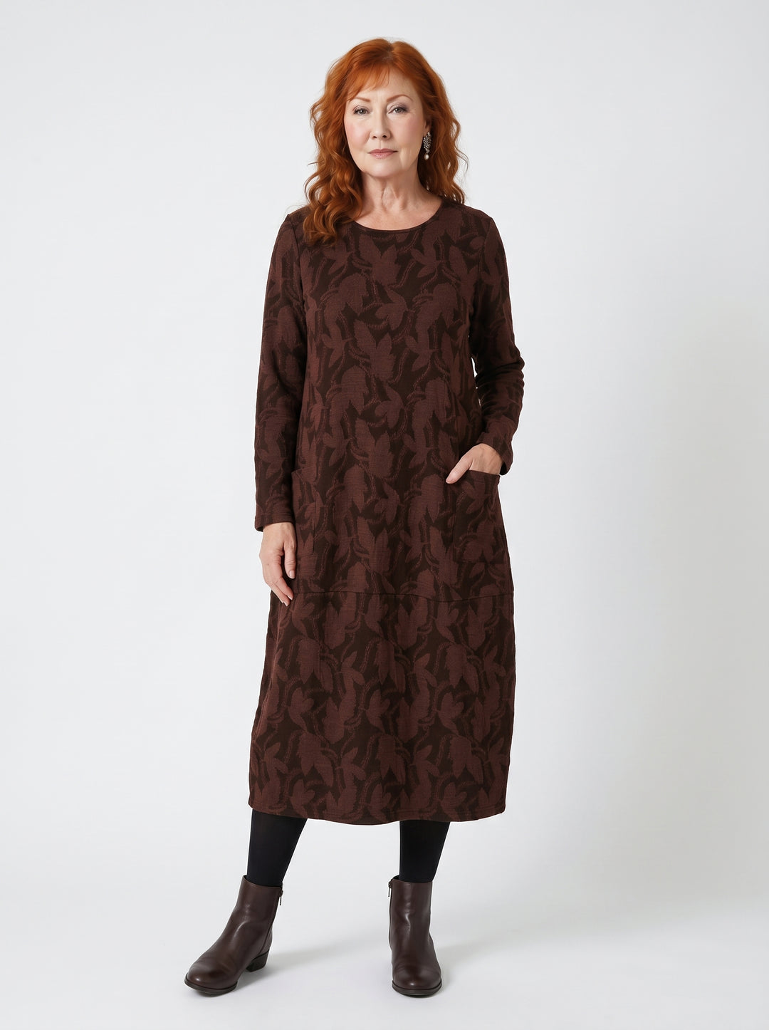 AOIFE | ELEGANT LEAF PRINT MIDI DRESS