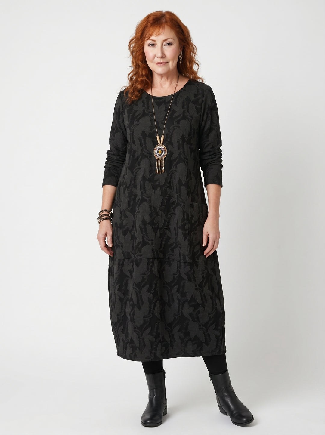 AOIFE | ELEGANT LEAF PRINT MIDI DRESS