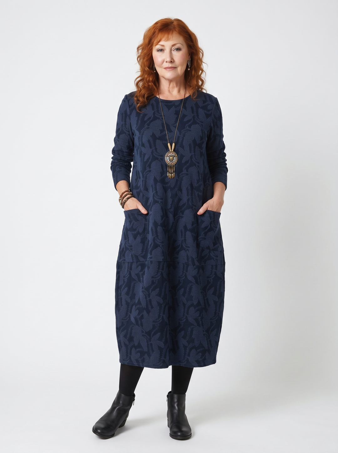 AOIFE | ELEGANT LEAF PRINT MIDI DRESS