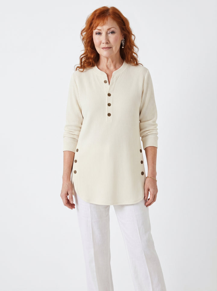 NIAMH | RELAXED BUTTON DETAIL TUNIC TOP