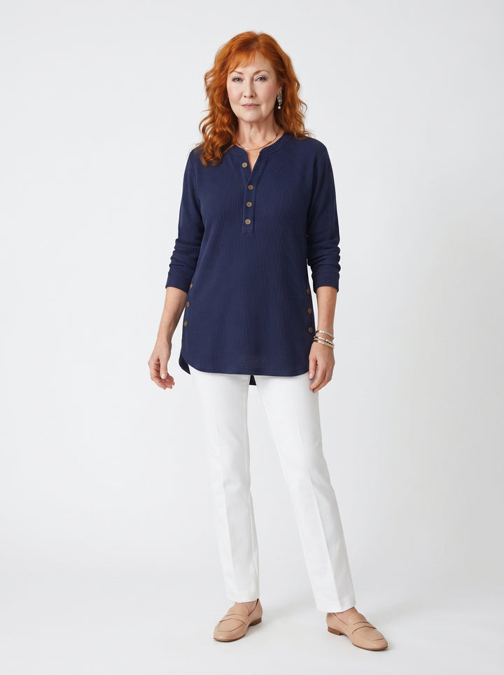 NIAMH | RELAXED BUTTON DETAIL TUNIC TOP