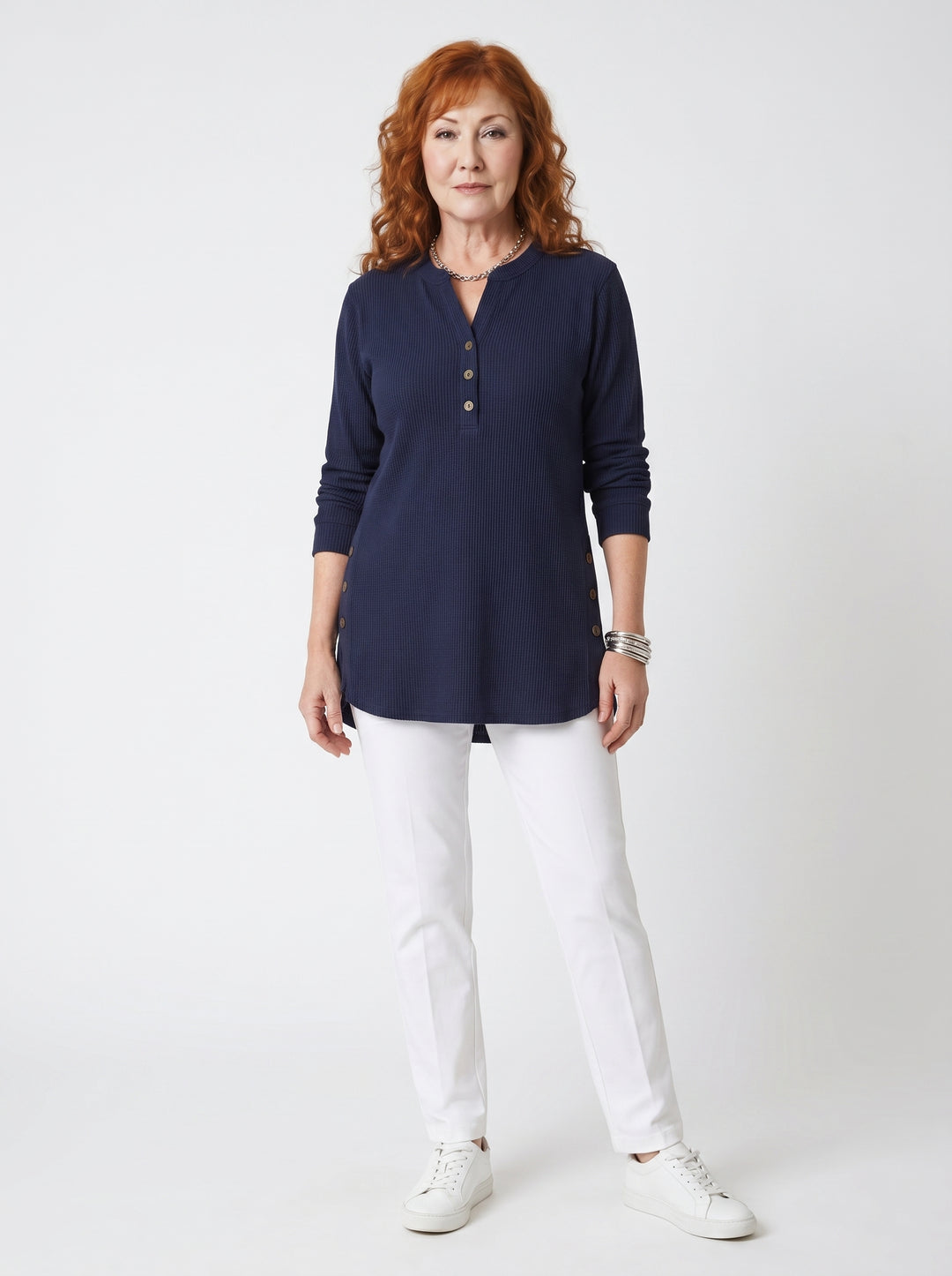 NIAMH | RELAXED BUTTON DETAIL TUNIC TOP