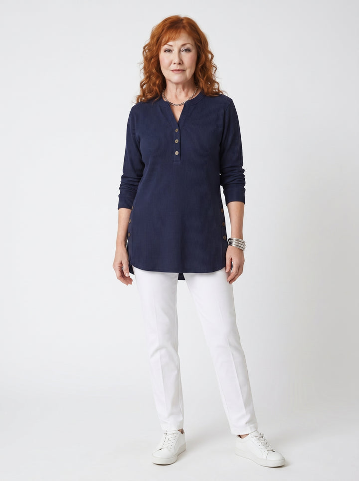 NIAMH | RELAXED BUTTON DETAIL TUNIC TOP