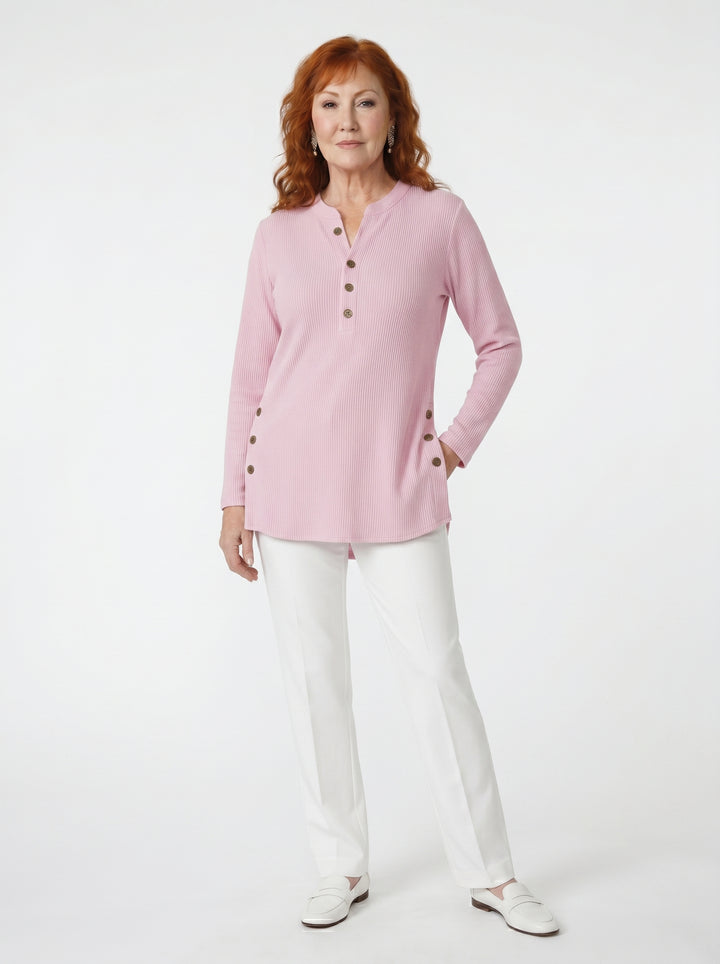 NIAMH | RELAXED BUTTON DETAIL TUNIC TOP