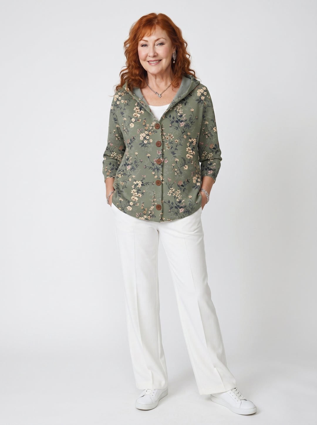 KEAVY | ELEGANT PRINTED BUTTON CARDIGAN