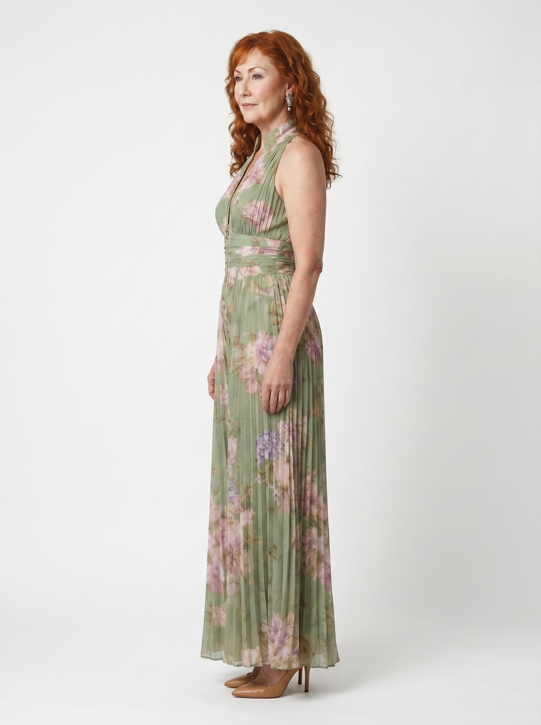 AOIBHEANN | PLEATED FLORAL CHIFFON JUMPSUIT