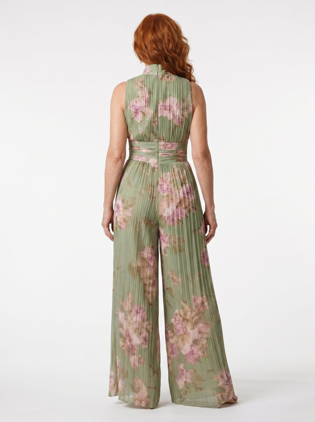 AOIBHEANN | PLEATED FLORAL CHIFFON JUMPSUIT