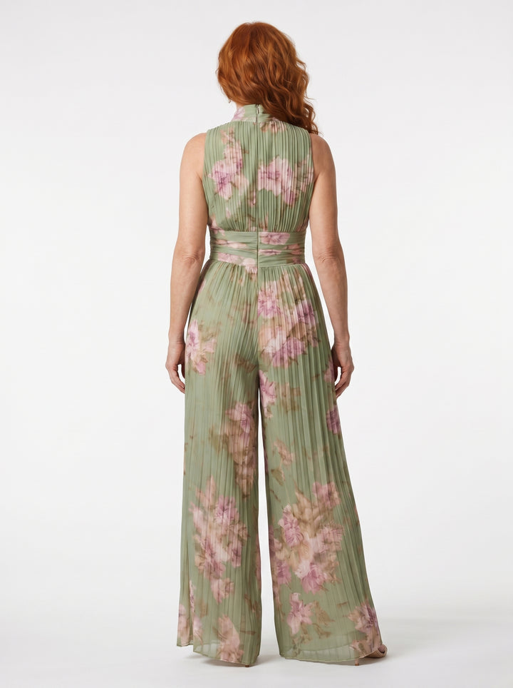 AOIBHEANN | PLEATED FLORAL CHIFFON JUMPSUIT