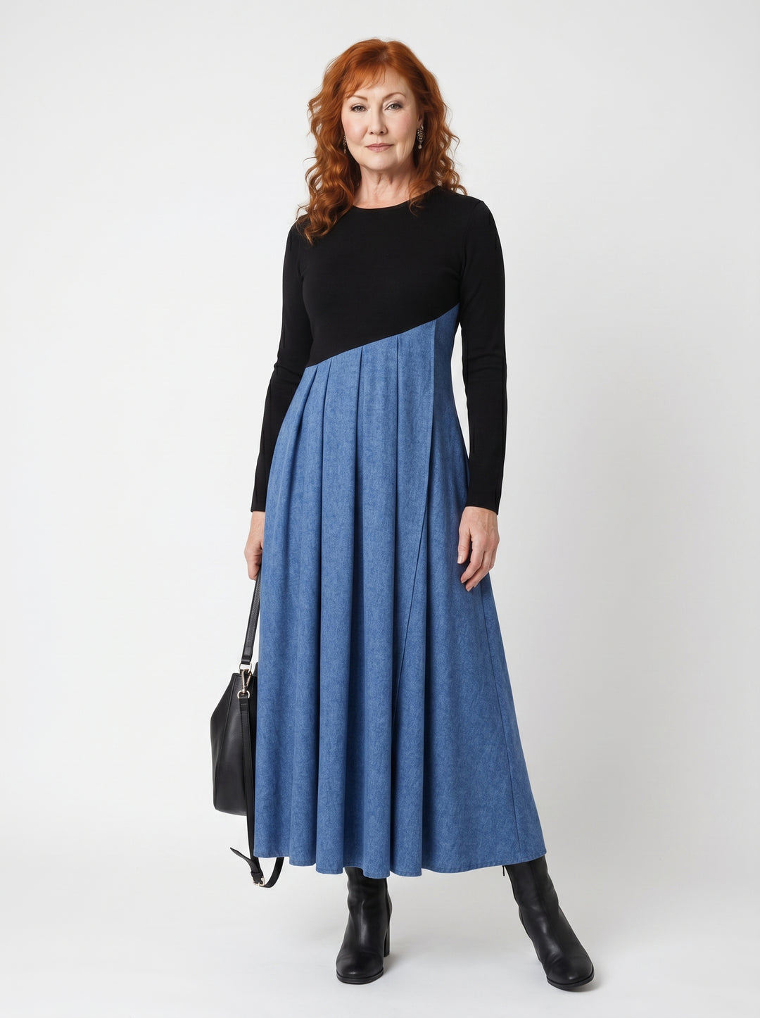SIOBHÁN | CONTRAST PLEATED MAXI DRESS