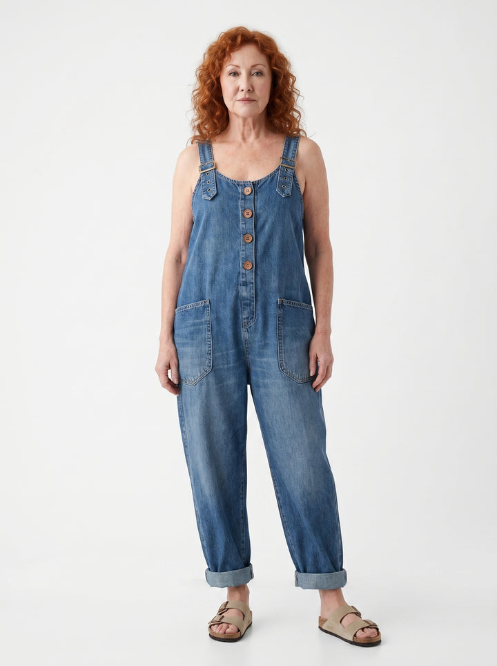 EITHRÍN | RELAXED DENIM POCKET JUMPSUIT