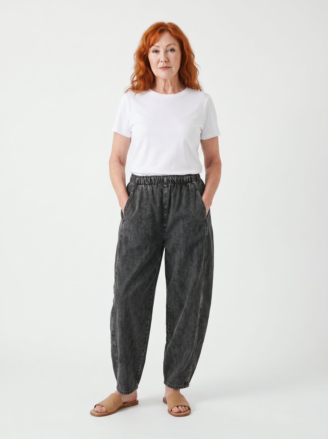CLÍODHNA | RELAXED ELASTIC WAIST DENIM TROUSERS