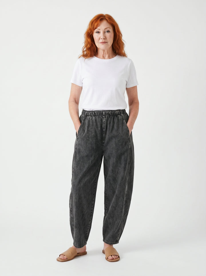 CLÍODHNA | RELAXED ELASTIC WAIST DENIM TROUSERS