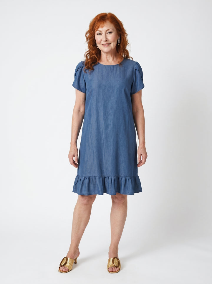 ÉILÍS | CASUAL DENIM-STYLE RUFFLE DRESS