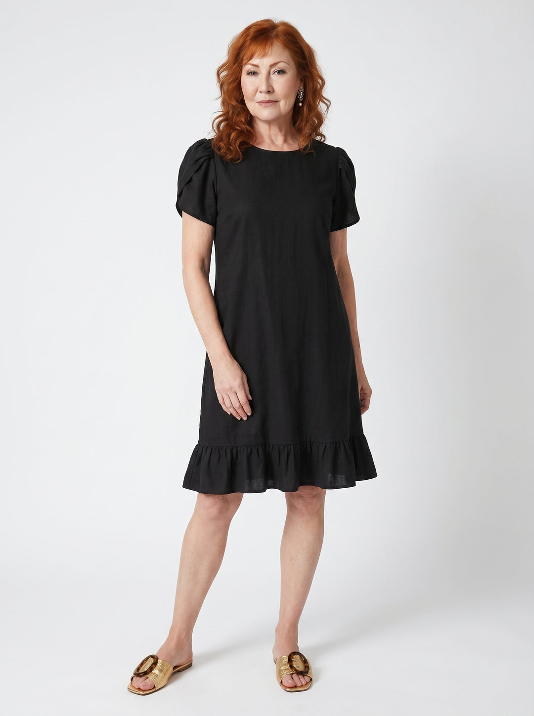 ÉILÍS | CASUAL DENIM-STYLE RUFFLE DRESS