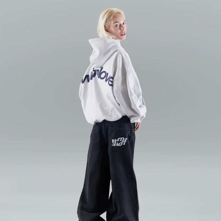 Oversize Hoodie with 'Withlove' Back Print