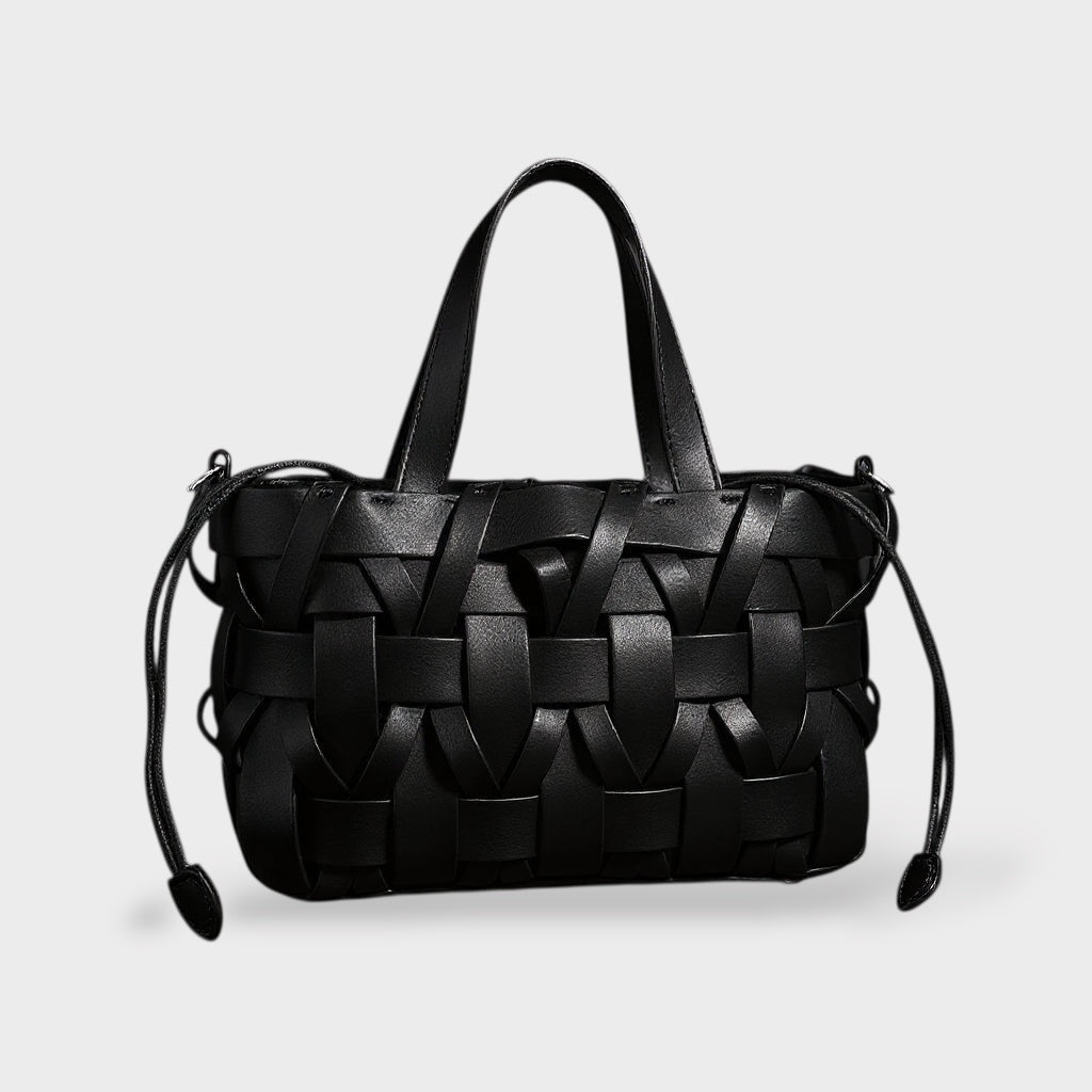 Handwoven Faux Leather Crossbody Bag