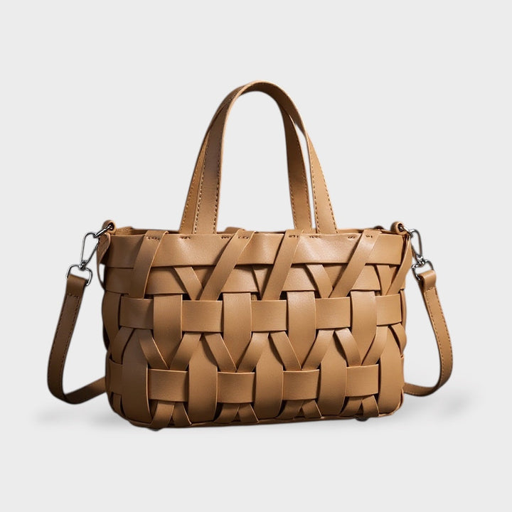 Handwoven Faux Leather Crossbody Bag