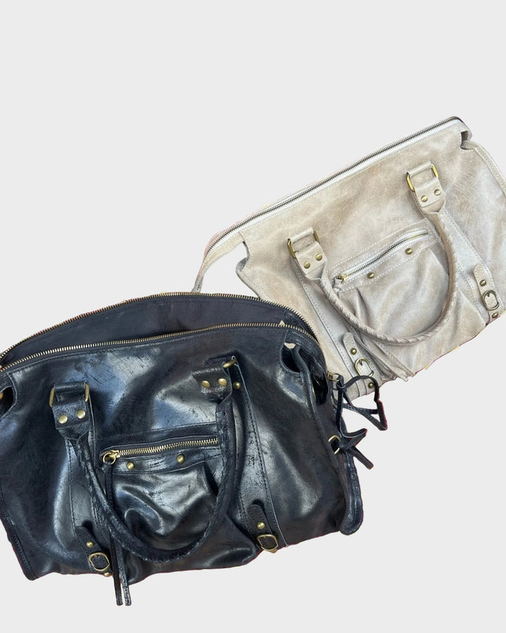 Leather Tote Bag with Gold-Tone Hardware