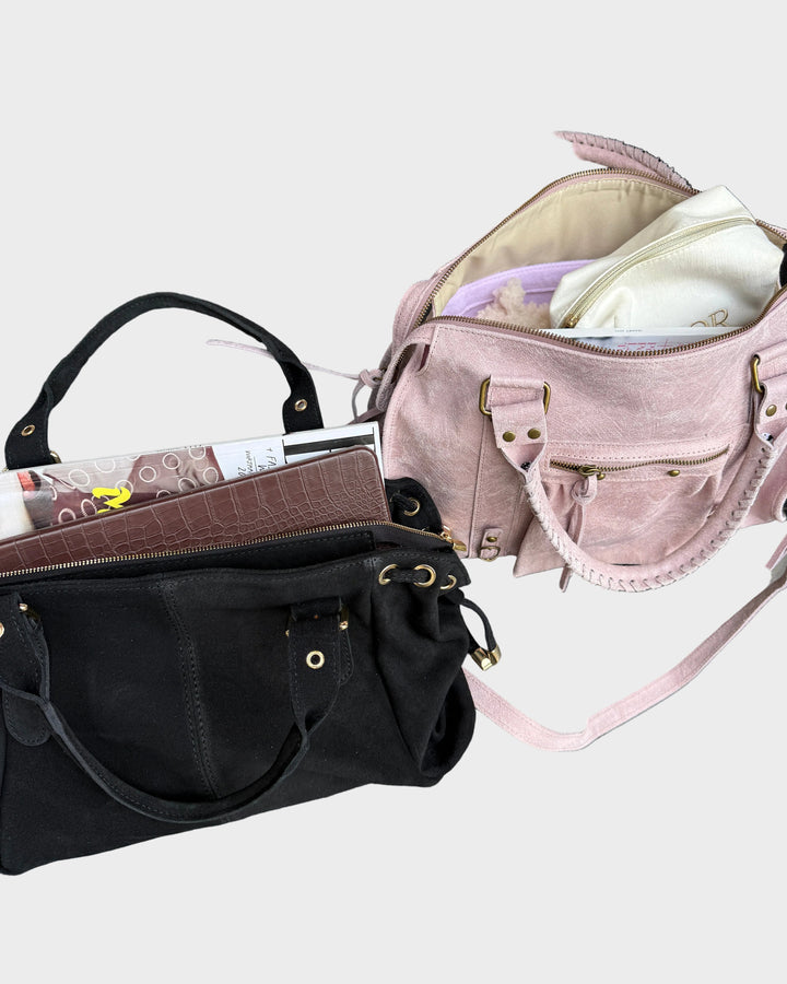 Zip-Top Shoulder Bag with Gold-Tone Hardware