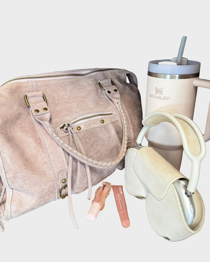 Zip-Top Shoulder Bag with Gold-Tone Hardware