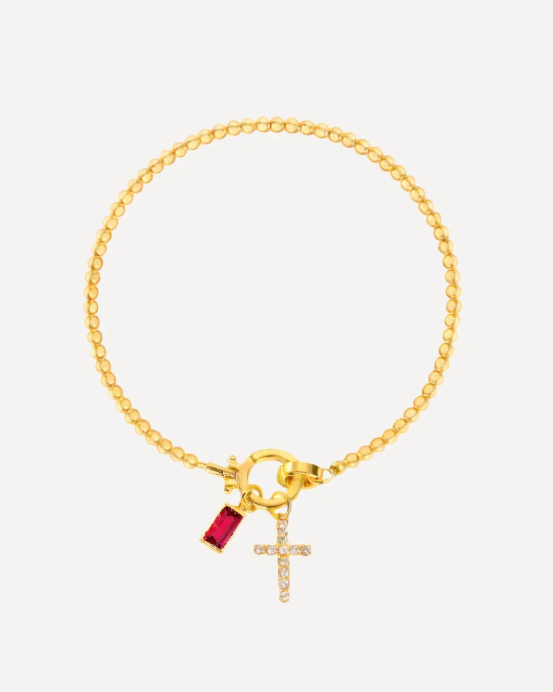 Icon Birthstone Cross Charm bracelet