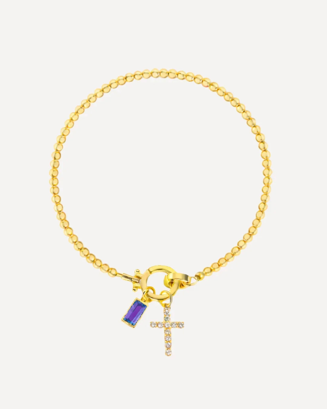 Icon Birthstone Cross Charm bracelet